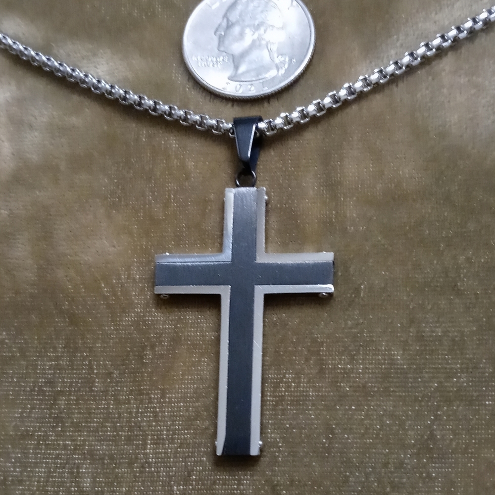 Stainless steel men's cool cross necklace